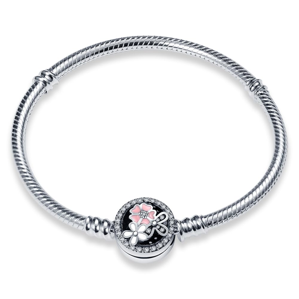 FLUFLO Armband Damen 925 Sterling Silber, Armbänder Moments Schlangen-Gliederarmband Armkette für Pandora Charm Anhänger, Valentinstag Muttertag Geburtstags Geschenk für Frauen Freundin Mama B01