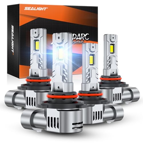 Image of SEALIGHT S2S 9005 /HB3 9006 /HB4 Light Bulbs Combo, 100,000LM Super Brighter, 6500K Pure White 9005 9006 Fog Bulbs, with Cooling Fan 60K+ Hours Lifespan, 4-Pack