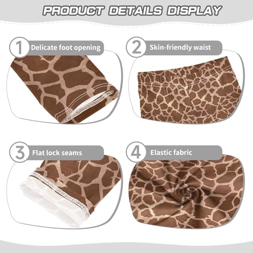 Giraffe Print Girls Toddler Leggings Kids Athletic Tights Pants Ankle Length 4-10 Year3