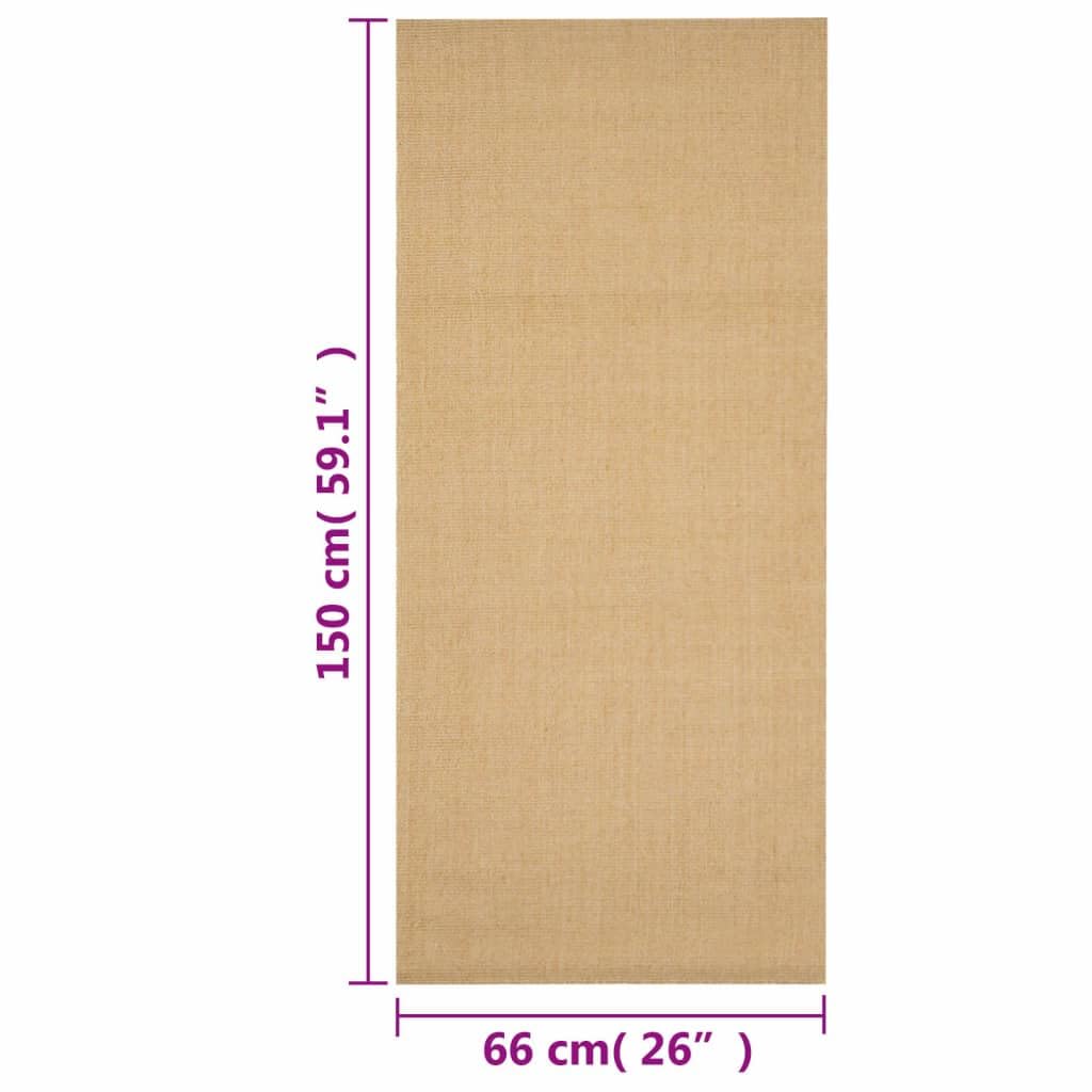 Tapis en sisal naturel 66 x 150 cm, tapis de sol antidérapant pour salon, salle à manger, chambre à coucher, régulateur d'humidité, décoration facile d'entretien