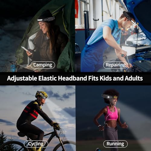 Image of LQWELL LED Rechargeable Headlamp, COB Wide Beam & Spotlight Type-C USB Charging Head Torch, 5 Modes Waterproof Headlight with Motion Sensor for Night Running, Cycling, Camping, Repairing