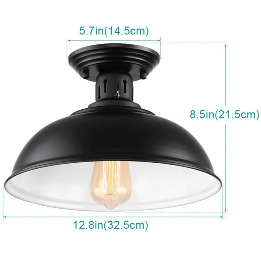 Amerykańska lampa sufitowa na korytarz i werandę, 12,8 cala, retro industrialna, wiatrowa, kuta, żelazna lampa sufitowa na schody, odpowiednia do balkonu, baru, hotelu lub firmy, oprawa oświetleniowa