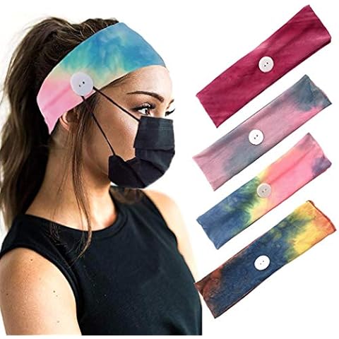 Sethain Vintage Elastic Headband Stretchy Bandana Hairband Printing Yoga Button Headwear For Women and Girls(4 pack) Cover