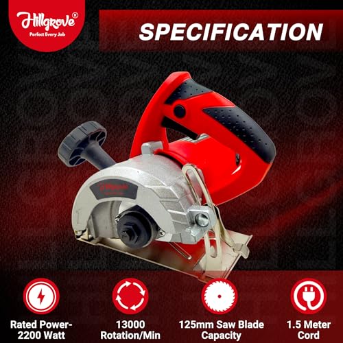 Image of Hillgrove Tile Wall Marble Tiles Wood Plywood Cutter Cutting Machine Electric 5 inch with Wheel (Red&Black)