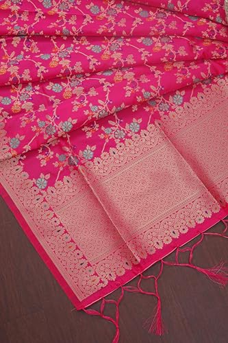 Image of DEVANGI Women's Woven Banarasi Silk Dupatta /Chunni For Women, Floral Print 1 Meter Wide and 2.3 Meter Length Printed Designer Dupatta /Chunni For Girls