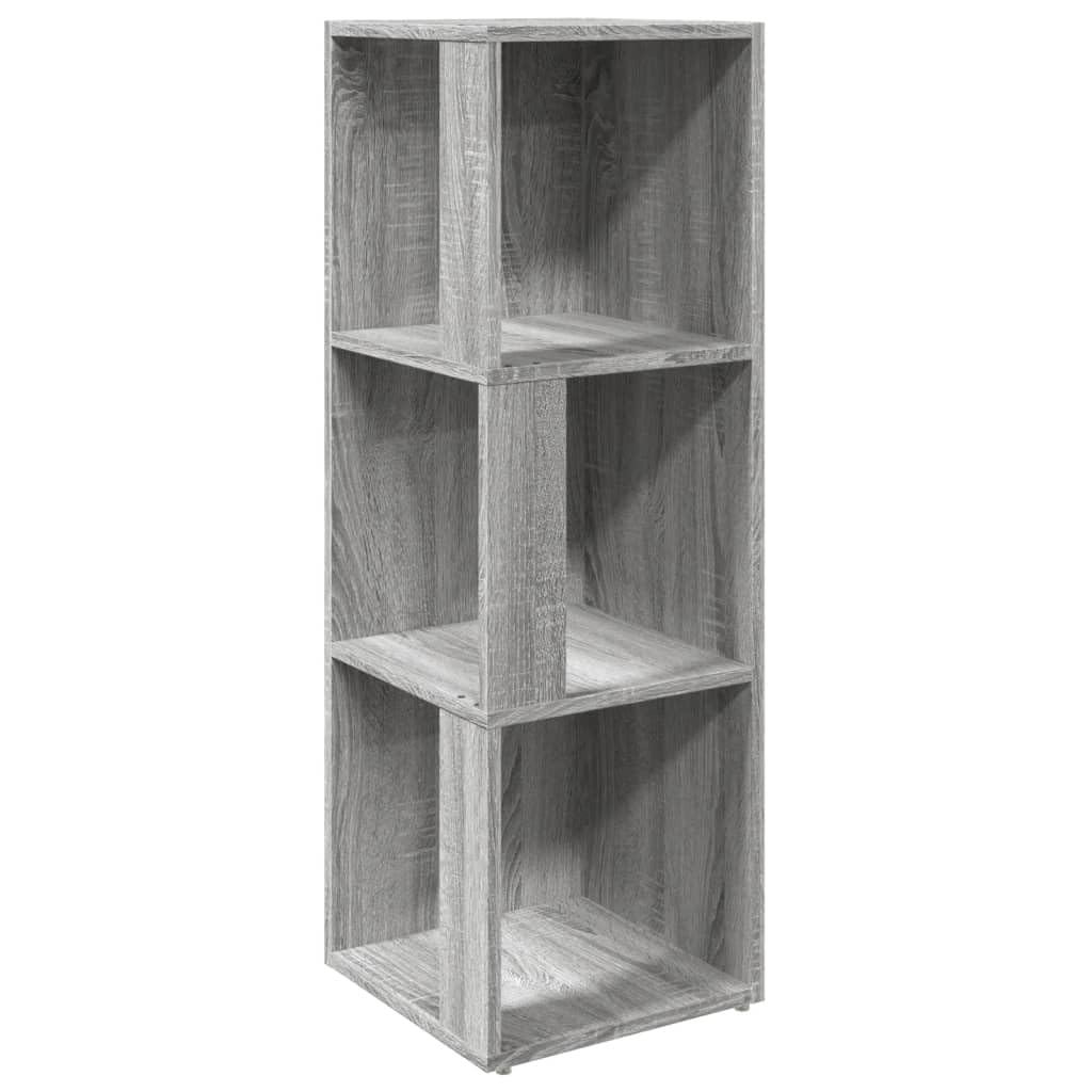 Étagère d'angle grise Sonoma compacte meuble de rangement bois 3 compartiments salon