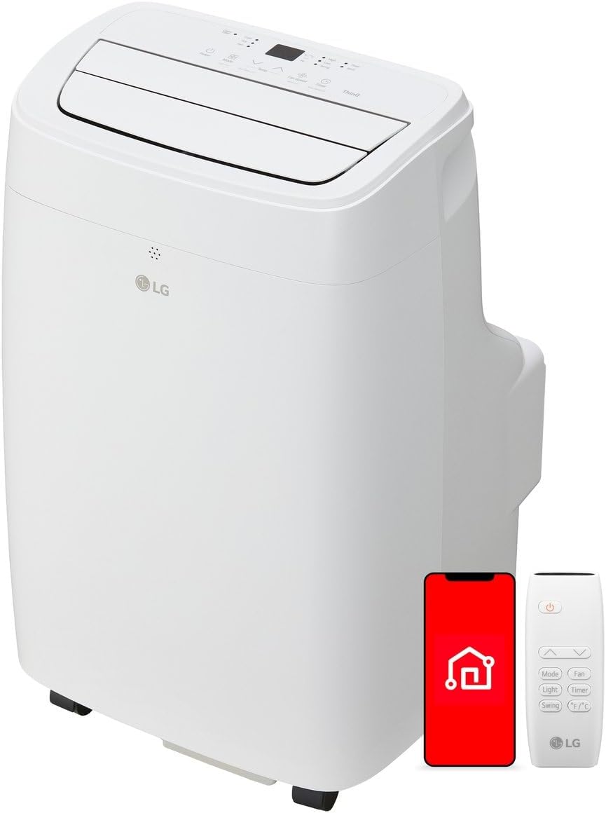 LG 7,300 BTU (DOE) / 11,000 BTU (ASHRAE) Smart Portable Air Conditioner, Cools 300 Sq.Ft. (15' x 20' room size),Smartphone & Voice Control works with LG ThinQ, Amazon Alexa and Hey Google, 115V