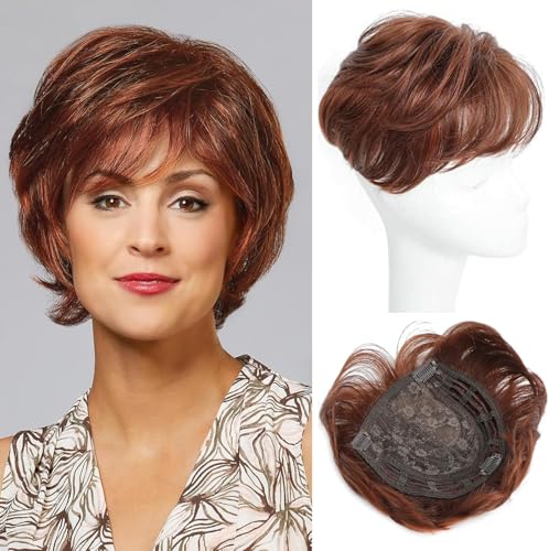 Image of PORSMEER Hair Toppers for Women Short Pixie Cut Pieces for Women with Thinning (Auburn)