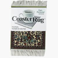 Lextra® (Jade Fars), CoasterRug®, Green, red, and Cream, 5.5" x 3.5", Set of Four image 2