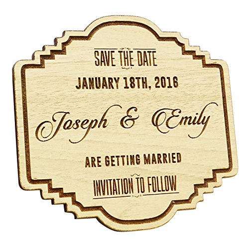 Aimant mariage bois rustique personnalisable pour save the date - 2