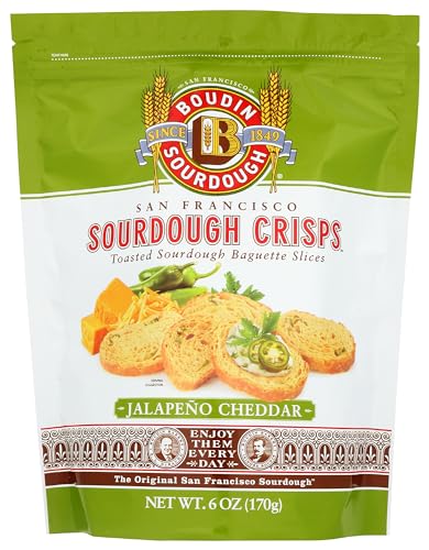 Boudin Sourdough Jalapeño Cheddar Crisps, Vegan, 6 Ounces (Pack Of