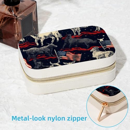 Boîte à bijoux avec drapeau américain grand format pour bagues et colliers - 7