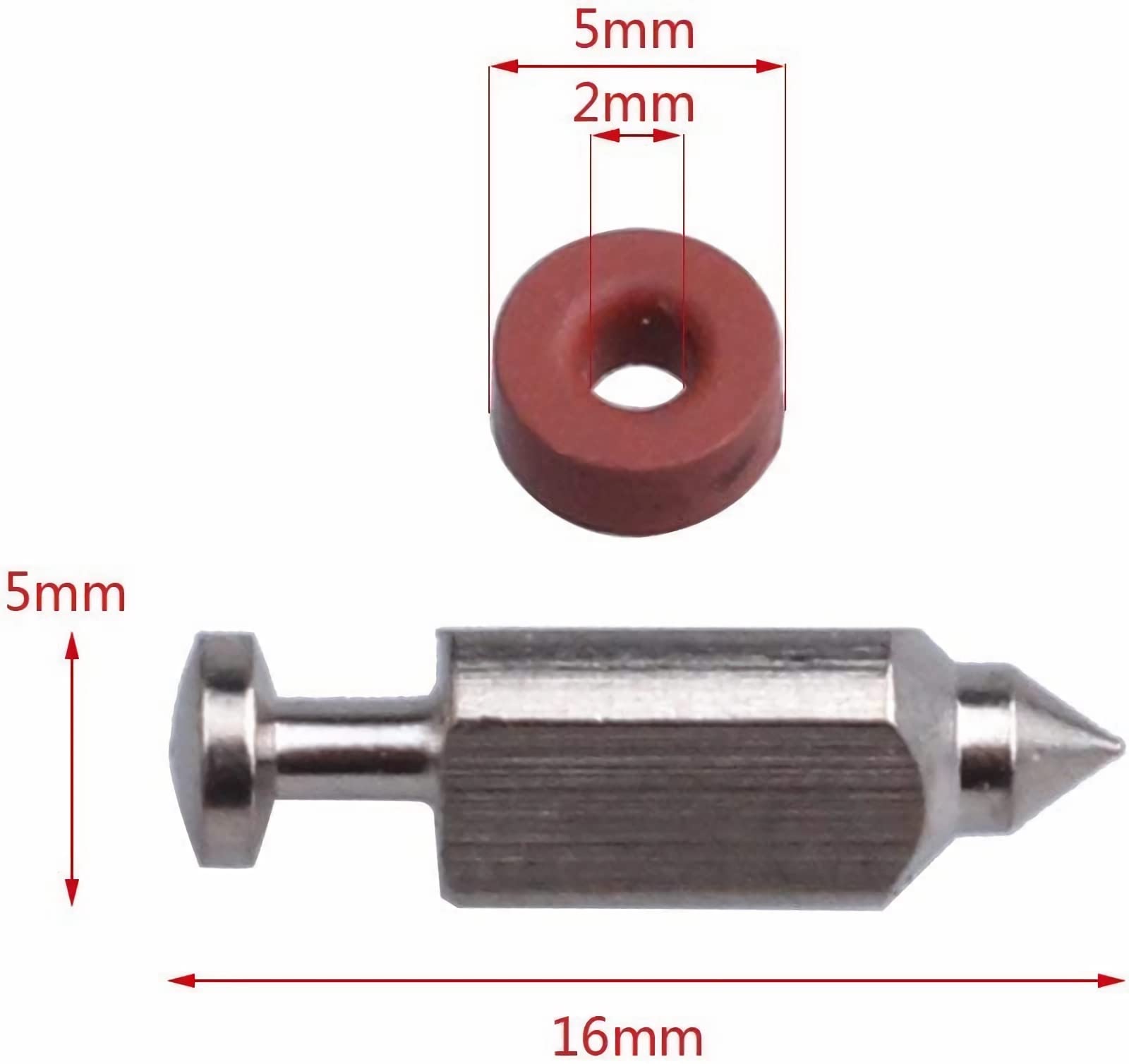 Kit 5 Aghi Per Carburatore Con Guarnizioni - Ricambio Per Motori Briggs & Stratton | Ago Sede Gomma 398188 Per 83412, 90700, 3.5-6 HP - 2