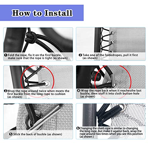 Ostlttyn Zero Gravity Chair Replacement Fabric Kits Set of 2, 17" Repair Cloth with Replacement Bungee Cord for Anti Gravity Sling Outdoor Folding Lounge Lawn Chairs, Black by Ostlttyn - Used condition - Image 7