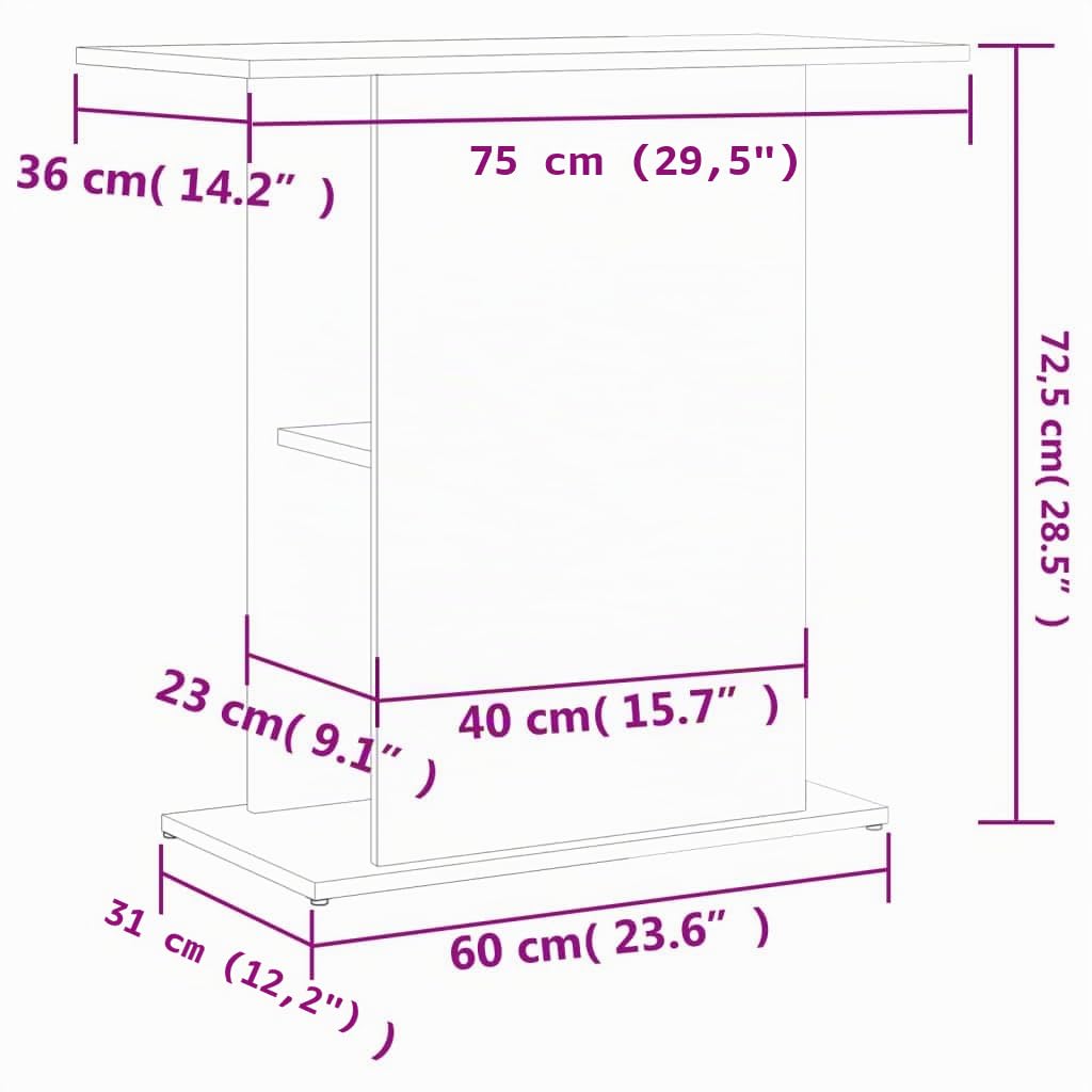 Homgoday Soporte para acuario, mueble para acuario, mueble para acuario, aparador de cocina, mueble para ahorrar espacio, mueble para acuario, 75 x 36 x 72,5 cm, madera multicapa de roble ahumado