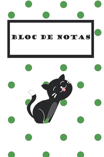 Cuaderno Bloc de Notas con Líneas BLANCO con LUNARES VERDES y GATITO (Inspirado en La Historia del Señor Don Gato) (Cuadernos de Escritura Cuento