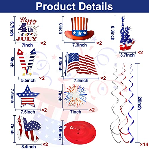 TURNMEON-30-Pcs-4th-of-July-Decorations-Fourth-of-July-Party-Supplies-Red-White-Blue-Decoration-American-Flag-Stars-Hanging-Swirls-Patriotic-Party-Favors-USA-Flag-Bunting-Independence-Day-Decor TURNMEON 30 Pcs 4th of July Decorations Fourth of July Party Supplies Red White Blue Decoration American Flag Stars Hanging Swirls Patriotic Party Favors USA Flag Bunting Independence Day Decor