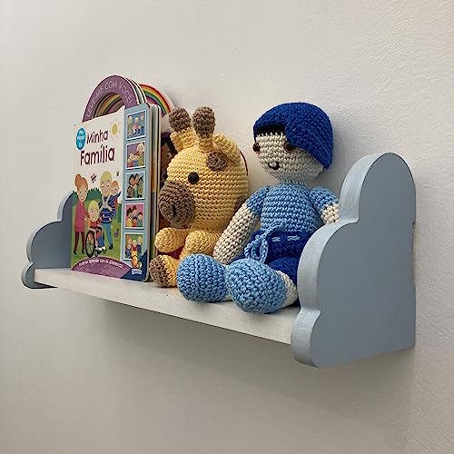 Prateleira nuvem colorida decoração quarto infantil 45cm Cor:Azul