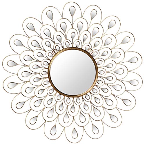 Empire Art Direct Flower Burst Bling Round Wall Gold Metal Frame Surrounded By Many Smaller Acrylic, Vanity, Bethroom Mirror, 36 X 1.18 X 36, Clear #TOP23