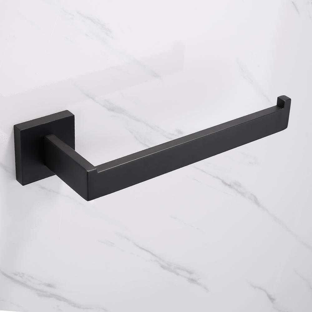 Wall-Mounted SUS 304 Stainless Steel Towel Ring Black Finish, Towel Bar Holder for Bathroom and Kitchen, Black Black タオルリング