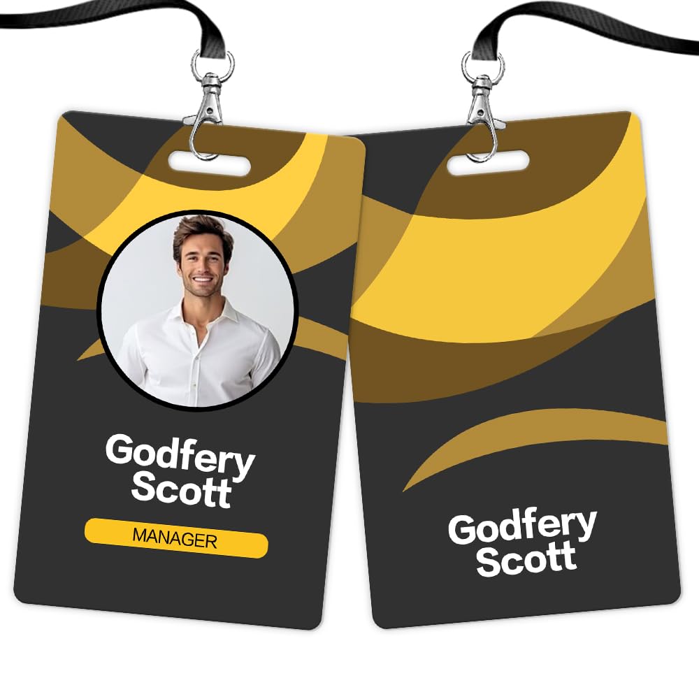 Custom ID Badge with Photo Logo Barcode Personalised Name Identification Badges Double Sided Print Employee ID Badge for Office Worker Doctor Nurse Student(Vertical-Style 4)