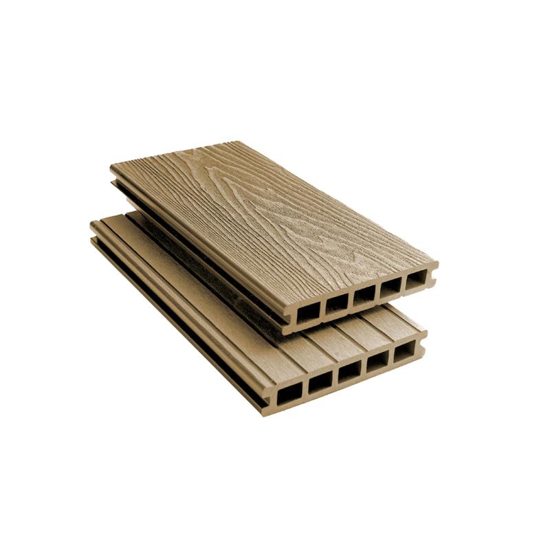 Tuda Grass Direct | 3.6m Composite Decking Boards WPC – Deep Embossed Woodgrain Effect | 9 Colours | Fixings & L-Shaped Edging Trims Included | (21 sqm | 39 Boards, Maple)