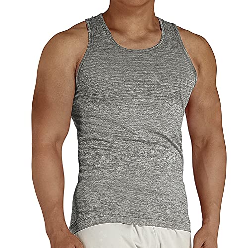 Komprexx Tank Top Herren Sport Fitness Gym Training Achselshirt für Männer Tanktops Trägershirt Lang (K6B-Gray,M) Cover