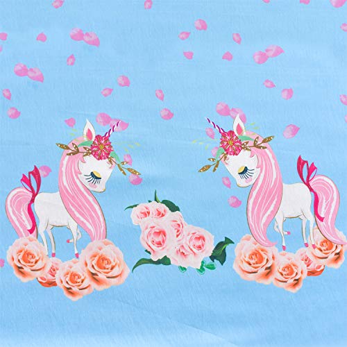 Girls Dress Blue Unicorn Flower Summer Sundress Size 7-8 #TOP5