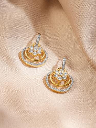 Image of Rubans Pendant Necklace Set American Diamond and Zirconia Gift Jewellery for Women & Girls