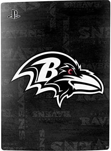 Skinit Decal Gaming Skin Compatible with PS5 Digital Edition Bundle - Officially Licensed NFL Baltimore Ravens Black & White Design