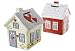 Produktbild Spardose Keramik Haus - Richtfest Einzug rot/grau creme/grau mit Schloss 9x9x12cm