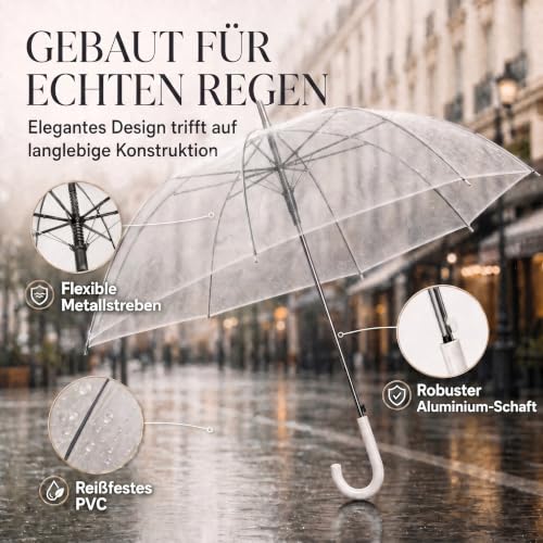 GOODS+GADGETS® Transparenter Regenschirm XXL - Stockschirm Ø 130 cm, weiß – Ansicht 3