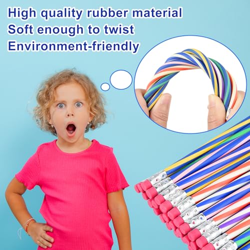 36 lápices flexibles de colores con goma para escuela miniatura 3