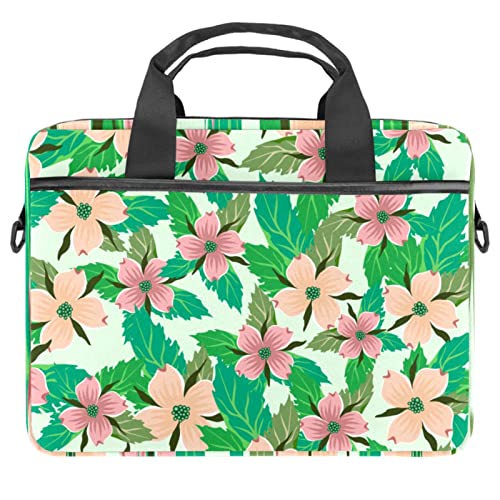 Sacoche portable 13,3 pouces léopard vert et fleurs imprimé floral 28x36,8cm