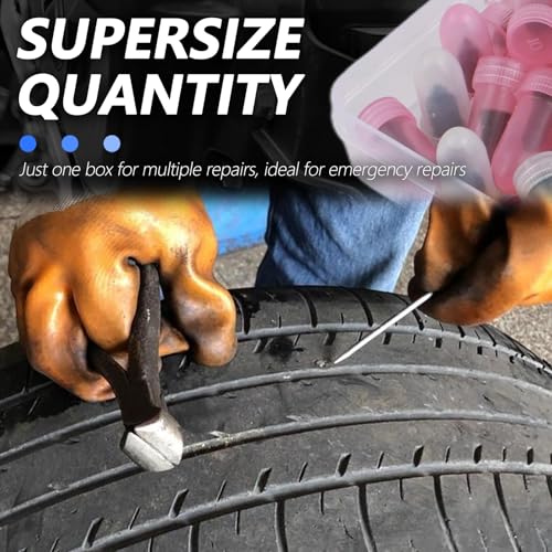 Image of 30PCS Tire Plug Kit,Self-Service Flat Tire Repair Kit Including Screwdriver,Upgraded Thickened Adhesive-Covered Tires Repair Screws for Sudden Flat Tyres Emergencies (30PCS)
