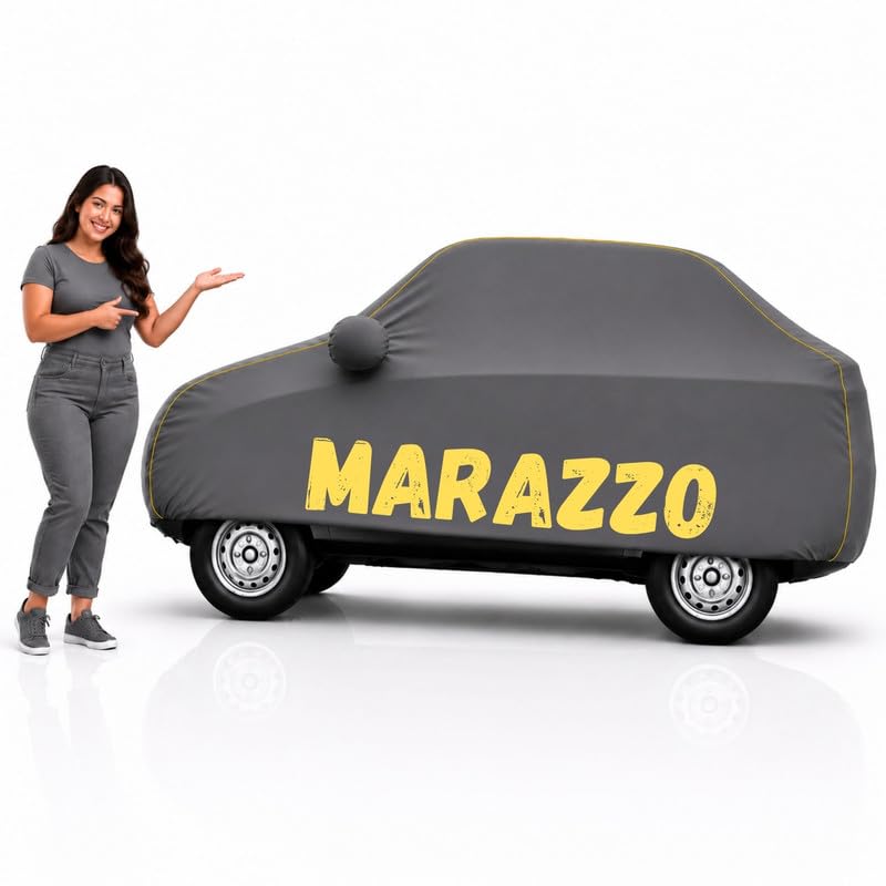 Image of Long-Life 100% Waterproof Marazzo Car Body Cover for Dust & Rain, Compatible with All Models of Marazzo Car Cover, Comes with Bird Droppings, Scratch, UV and Paint Protection - Grey