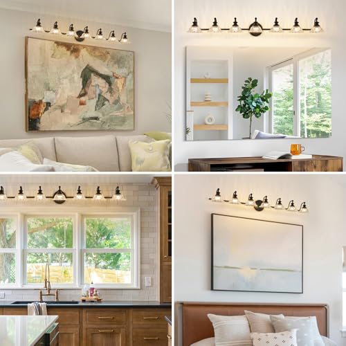 Image of XIEDUN Black 7 Light Vanity Light Bathroom Light Fixtures