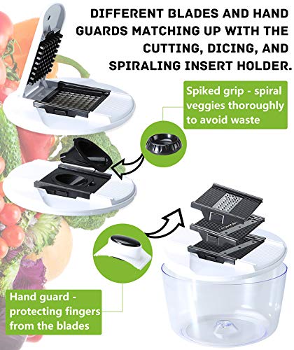 FAVIA 6 Quart Large Salad Spinner Lettuce Washer Quick Dryer with Vegetable Slicer Chopper Set BPA Free Dishwasher Safe (Black)