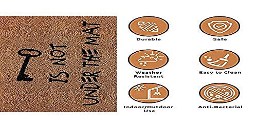 Image of Onlymat Funny Quote Printed Anti-Slip Doormat (Black, Brown) Shaped Entryway Rug Natural Coir with PVC Backing for Outdoor, Entrance, Home Mats Floor Door, Hall, Drawing, Living Room (75 x 45cm)