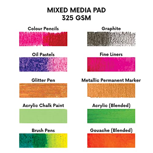 Image of Zen Sangam Artists' A5 Heavy Weight Mixed Media Glued Sketch Paper Pad - 325GSM, Hot Pressed - 24 Sheets - Smooth Texture Surface (14.8x21cm) For Heavy-body Paints, Calligraphy and Brush Pen Lettering