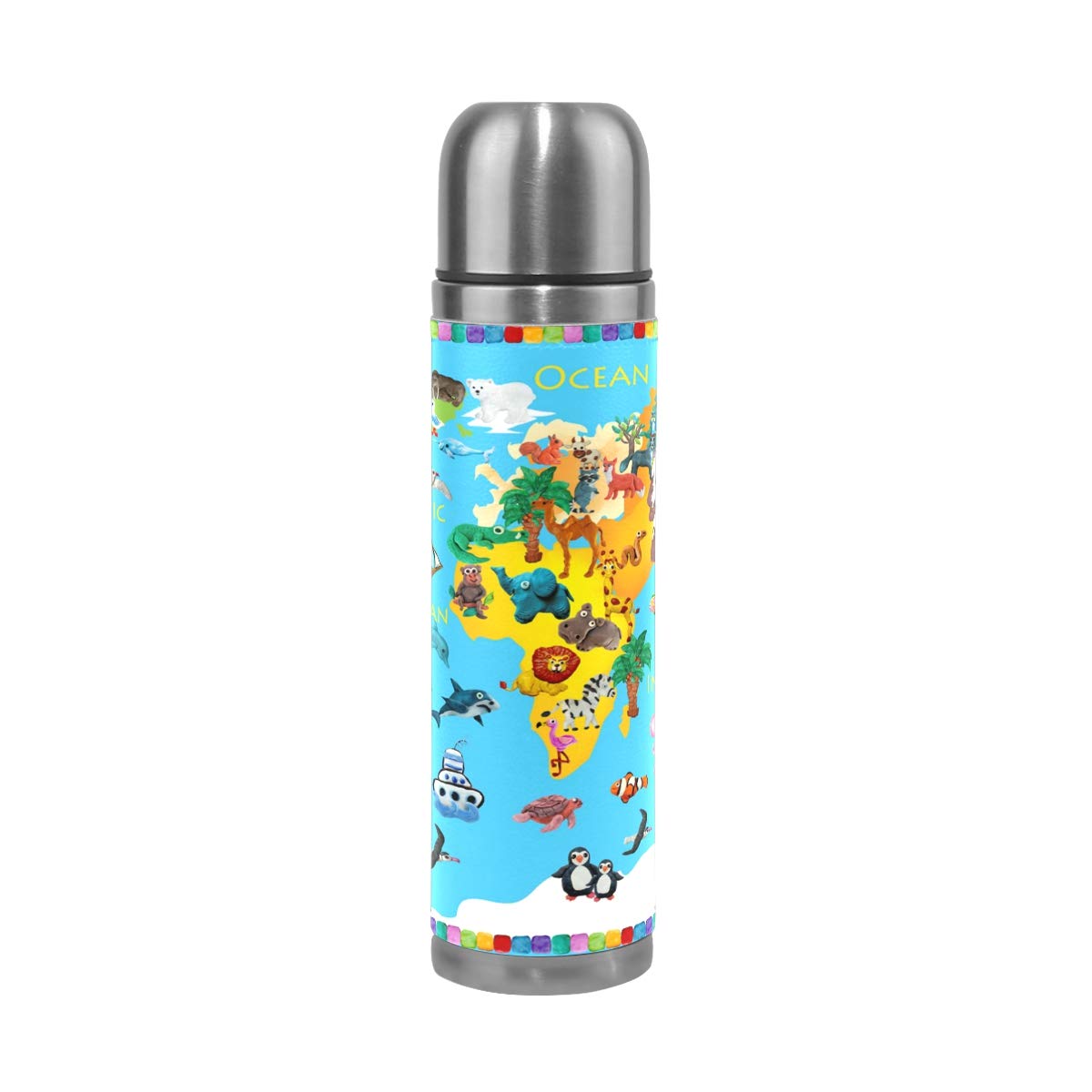 Amazon｜ミヤビヤ 水筒 500ml 大容量 牛革表層 コップ付き
