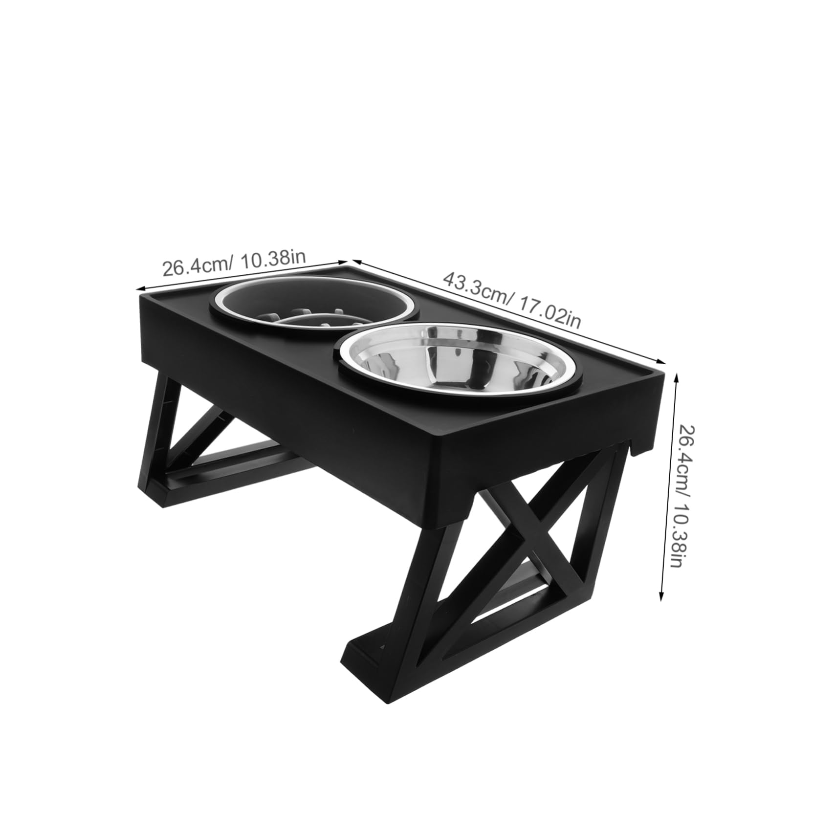 VICASKY Elevated Slow Feeder Pet Bowl Stainless Steel for Cats Travel Use Dual Food Water Bowl