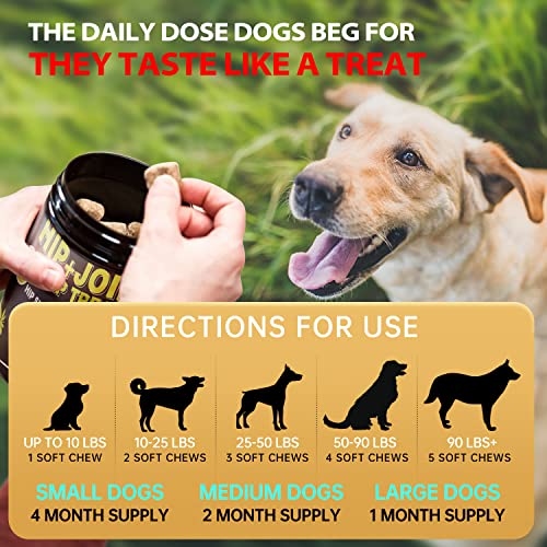 Hemp Hip and Joint Supplement for Dogs - Glucosamine for Dogs - Chondroitin, Hemp Oil, MSM & Turmeric - Support Joint Mobility, Joint Pain Relief, Hip Dysplasia, Arthritis Health Care - 120 Chews - Thumbnail 4
