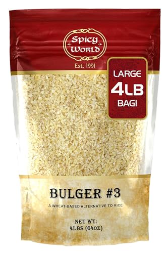 Spicy World Bulgur Coarse #3, 4 LB Bag | Excellent USA Grown Bulgur Wheat for Tabouleh | 100% Natural & Pure | Great for Vegan Recipes