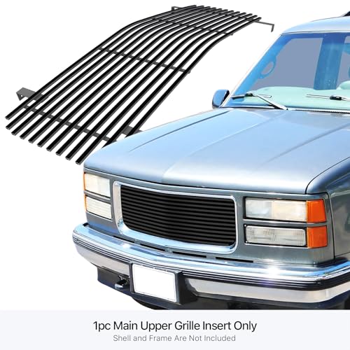APS Premium Stainless Steel Black 8x6 Horizontal Billet Grille Grill Insert Compatible with GMC Suburban Yukon 94 95 96 97 98 99 & 94-98 C K Pickup Main Upper N19-J21058G