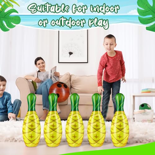 Harrycle 12 Pcs Pineapple Bowling Set, 10 Foam Pins and 2 Balls for Summer Hawaii Luna Party Wedding Ideas for Indoor Outdoor Activities Carnival Field Day Yard Lawn Games - Thumbnail 6