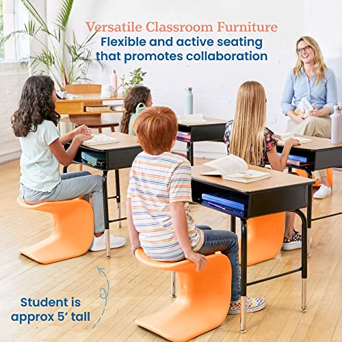 Image of ECR4Kids Wave Seat Perch Stool, 14in - 15.1in Seat Height, Flexible Seating, Orange, 2-Pack