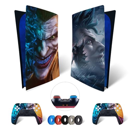 MaD Vision® Kit de Skins Extra-résistants pour PlayStation 5 (PS5) Digital | Ensemble de Stickers vinyles Mats pour Console et 2 manettes – pour Joker Batman Design