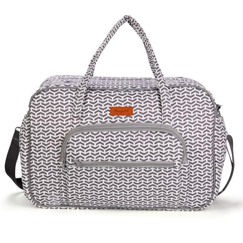 Image of Yarn Storage Organizer, Knitting Crossbody Bag, Large Crochet Tote Bag Yarn Holder Case for Carrying Projects, Knitting Needles, Crochet Hooks and Other Accessories (Gray-Arrow)