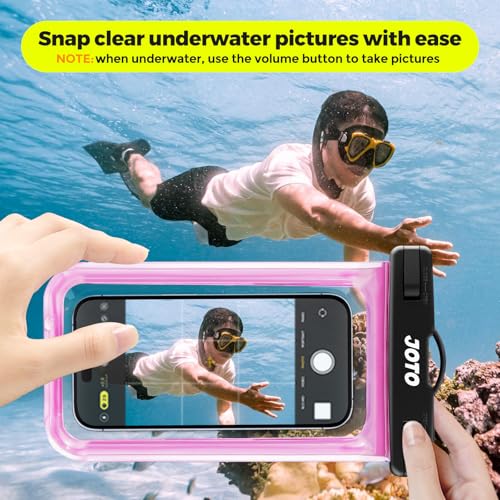 Image of JOTO Up to 7 inch Universal Waterproof Phone Case for iPhone 17 Air 16 15 14 13 12 11 Plus Pro Max, IPX8 Cellphone Dry Bag XR X SE, Galaxy S23 S22 S21 S20+ S20 S10 Plus Note, Pixel -Pink